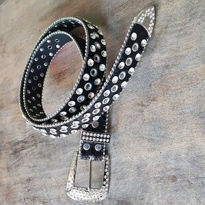NWT Western Black Glitter Rhinestone Studded Women's Belt